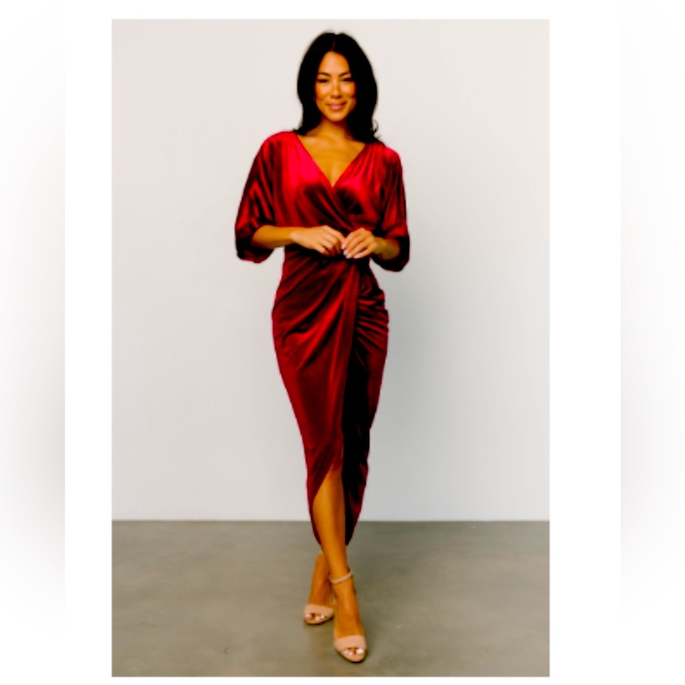 Elegant Red Wrap Dress